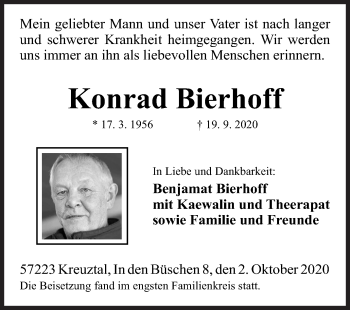 Traueranzeige von Konrad Bierhoff von Siegener Zeitung