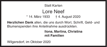 Traueranzeige von Lore Neef von Siegener Zeitung