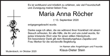 Traueranzeige von Maria Anna Röcher von Siegener Zeitung