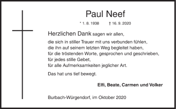 Traueranzeige von Paul Neef von Siegener Zeitung