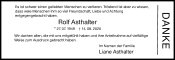 Traueranzeige von Rolf Asthalter von Siegener Zeitung