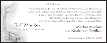 Traueranzeige von Rolf Münker von Siegener Zeitung