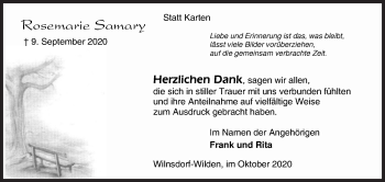 Traueranzeige von Rosemarie Samary von Siegener Zeitung