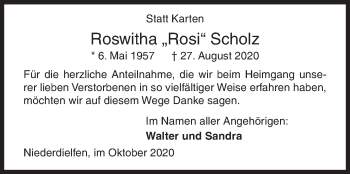 Traueranzeige von Roswitha Scholz von Siegener Zeitung
