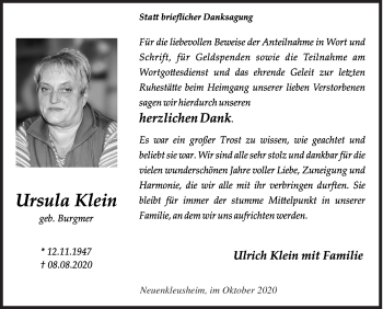 Traueranzeige von Ursula Klein von Siegener Zeitung