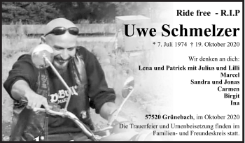Traueranzeige von Uwe Schmelzer von Siegener Zeitung