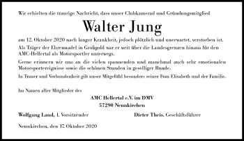 Traueranzeige von Walter Jung von Siegener Zeitung