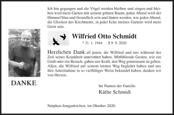 Traueranzeige von Wilfried Otto Schmidt von Siegener Zeitung