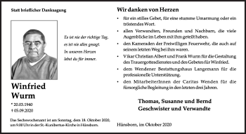 Traueranzeige von Winfried Wurm von Siegener Zeitung