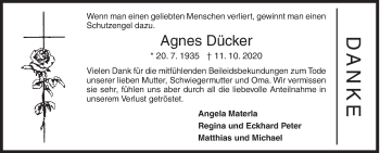 Traueranzeige von Agnes Dücker von Siegener Zeitung