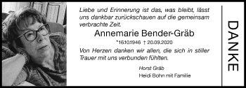 Traueranzeige von Annemarie Bender-Gräb von Siegener Zeitung