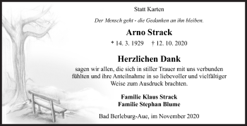 Traueranzeige von Arno Strack von Siegener Zeitung
