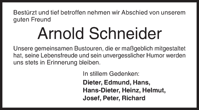 Traueranzeige für Arnold Schneider vom 02.11.2020 aus Siegener Zeitung
