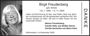 Traueranzeige von Birgit Freudenberg von Siegener Zeitung