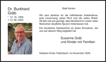 Traueranzeige von Burkhard Gräb von Siegener Zeitung