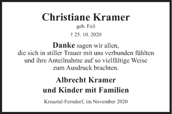 Traueranzeige von Christiane Kramer von Siegener Zeitung