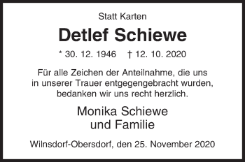 Traueranzeige von Detlef Schiewe von Siegener Zeitung