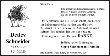 Traueranzeige von Detlev Schneider von Siegener Zeitung
