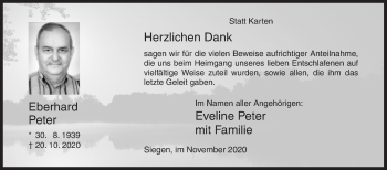 Traueranzeige von Eberhard Peter von Siegener Zeitung