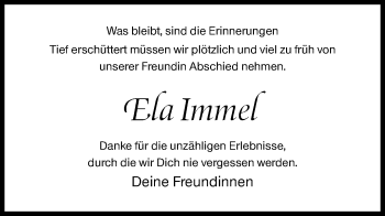 Traueranzeige von Ela Immel von Siegener Zeitung