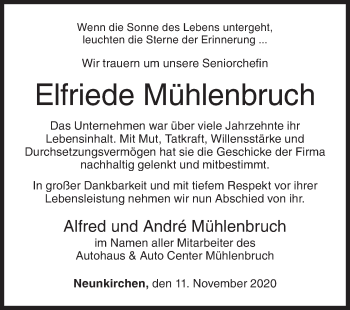 Traueranzeige von Elfriede Mühlenbruch von Siegener Zeitung
