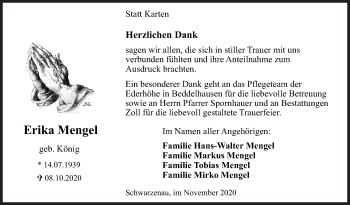 Traueranzeige von Erika Mengel von Siegener Zeitung