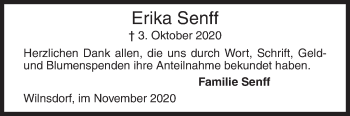 Traueranzeige von Erika Senff von Siegener Zeitung