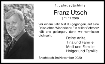 Traueranzeige von Franz Utsch von Siegener Zeitung