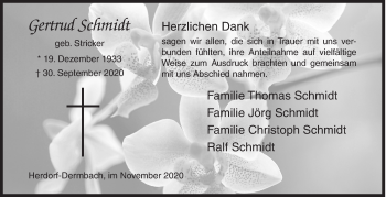 Traueranzeige von Gertrud Schmidt von Siegener Zeitung