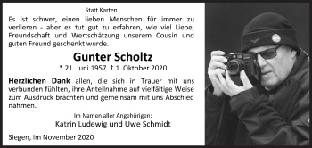 Traueranzeige von Gunter Scholtz von Siegener Zeitung