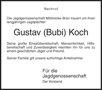 Traueranzeige von Gustav Koch von Siegener Zeitung