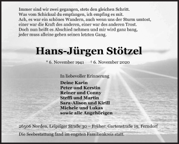 Traueranzeige von Hans-Jürgen Stötzel von Siegener Zeitung