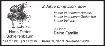 Traueranzeige von Hans Dieter Schleifenbaum von Siegener Zeitung