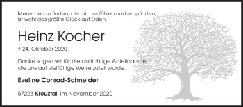 Traueranzeige von Heinz Kocher von Siegener Zeitung