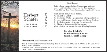 Traueranzeige von Herbert Schäfer von Siegener Zeitung