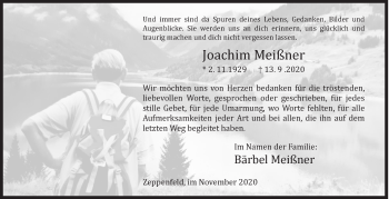 Traueranzeige von Joachim Meißner von Siegener Zeitung