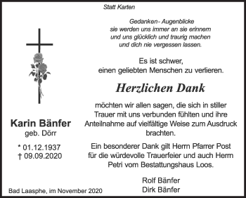Traueranzeige von Karin Bänfer von Siegener Zeitung