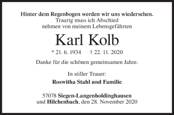 Traueranzeige von Karl Kolb von Siegener Zeitung