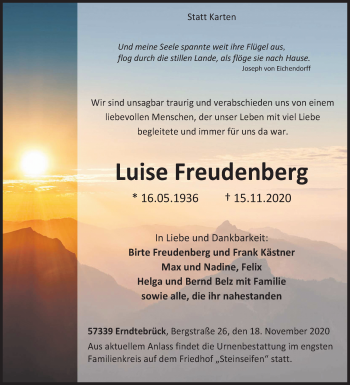 Traueranzeige von Luise Freudenberg von Siegener Zeitung