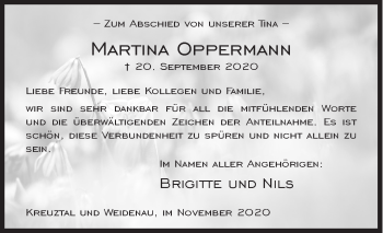 Traueranzeige von Martina Oppermann von Siegener Zeitung