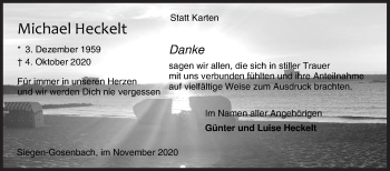 Traueranzeige von Michael Heckelt von Siegener Zeitung