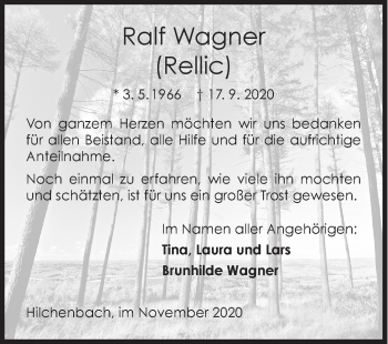 Traueranzeige von Ralf Wagner von Siegener Zeitung