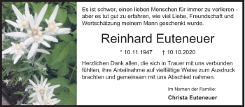 Traueranzeige von Reinhard Euteneuer von Siegener Zeitung