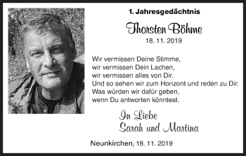 Traueranzeige von Thorsten Böhme von Siegener Zeitung