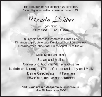 Traueranzeige von Ursula Düber von Siegener Zeitung