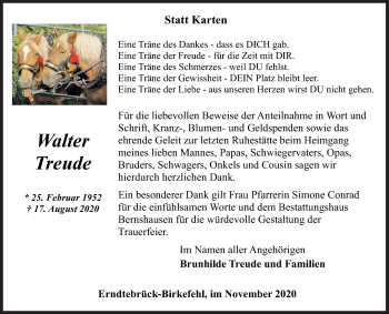 Traueranzeige von Walter Treude von Siegener Zeitung