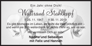 Traueranzeige von Waltraud Stahlkopf von Siegener Zeitung