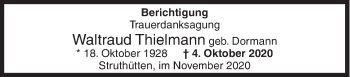 Traueranzeige von Waltraud Thielmann von Siegener Zeitung
