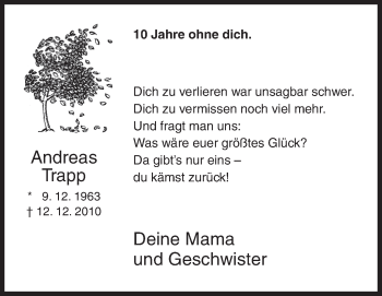 Traueranzeige von Andreas Trapp von Siegener Zeitung