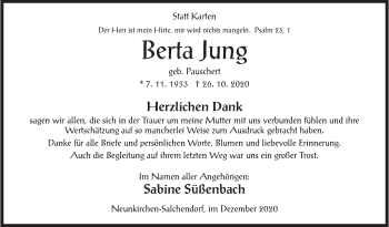 Traueranzeige von Berta Jung von Siegener Zeitung
